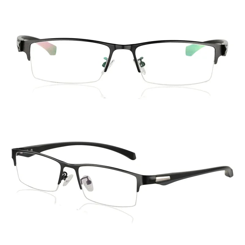 Progressive Multifocal Photochromic Reading Glasses – Anti-Blue Light Half Frame for Men with Presbyopia & Far Sight Protection