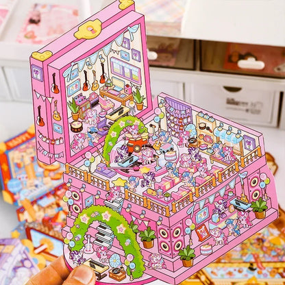 DIY Plus Size 3D Treasure Box World Landscape Stickers - Pocket Cabin Scene | Creative Gift for Kids