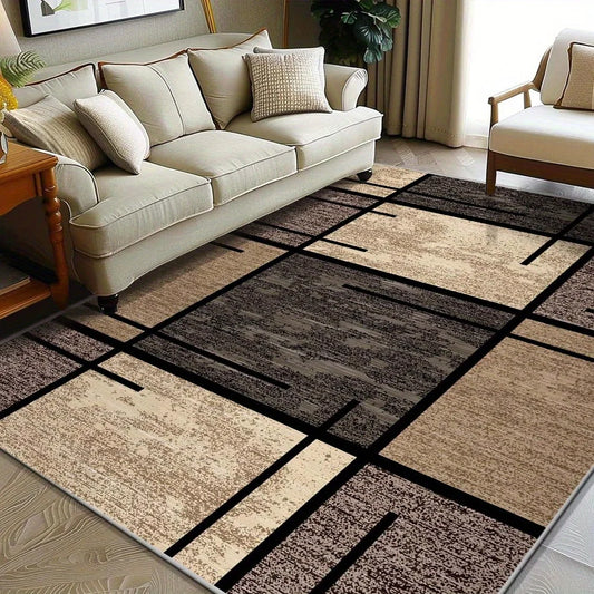 VIKAMA Premium Light Luxury Geometric Rug – Easy-Care Lightweight Carpet for Living Room, Bedroom & Office