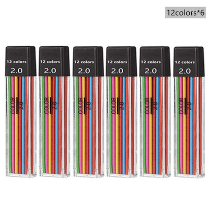 Mechanical Pencil Set 2.0mm – Automatic Pencil with 2B Black & Colored Lead Refills for Writing, Sketching, & Art Drawing