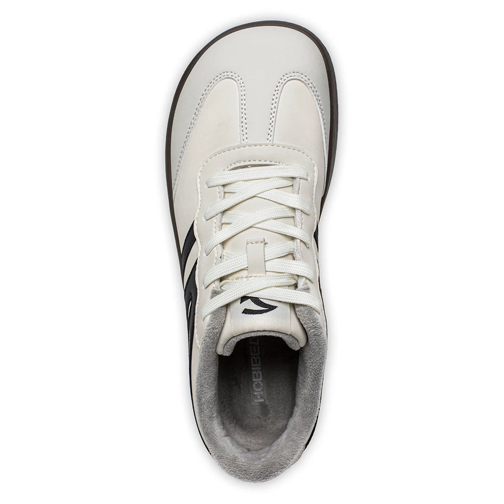 HOBIBEAR Wide-Toe Unisex Sneakers — Faux Leather with Faux Fur Lining, Casual Retro Lace-Up Shoes for Men & Women