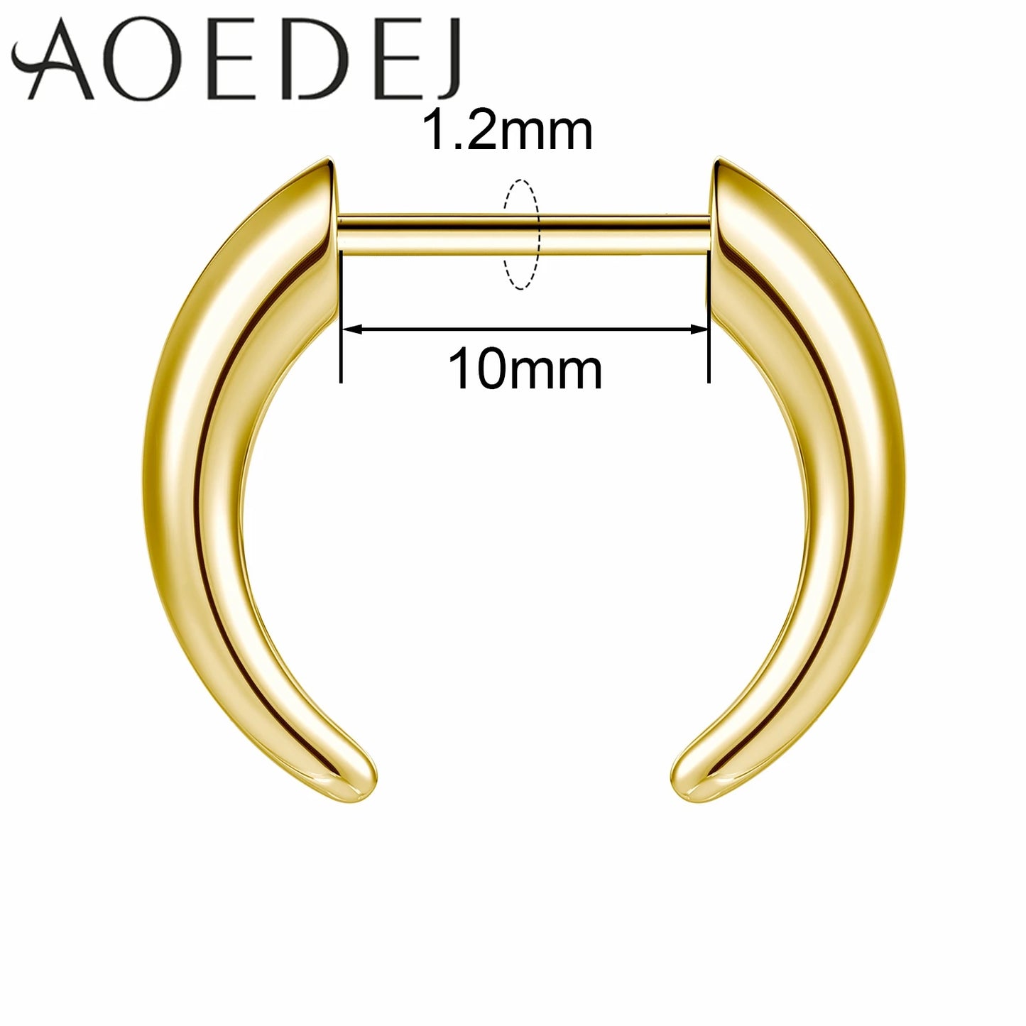 AOEDEJ 16G Stainless Steel Plug-In Style Nose Ring – Spike Ox Horn Septum Ring for Men & Women Large Gauge Body Piercing (8–10mm) Single Piece
