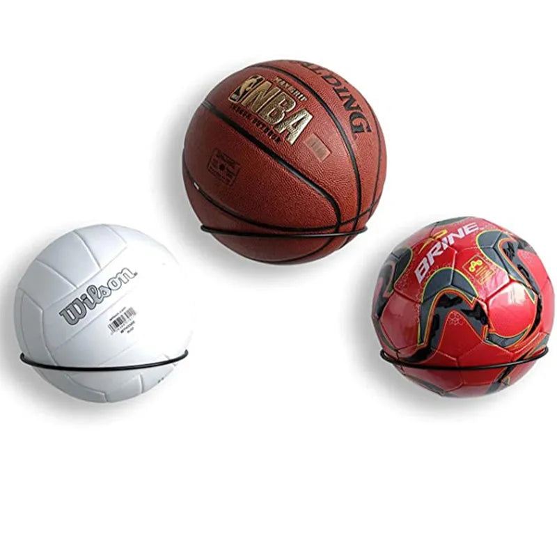 Wall-Mounted Multi-Purpose Basketball and Football Holder - Iron Ball and Hat Storage Rack - Space-Saving Room Decor