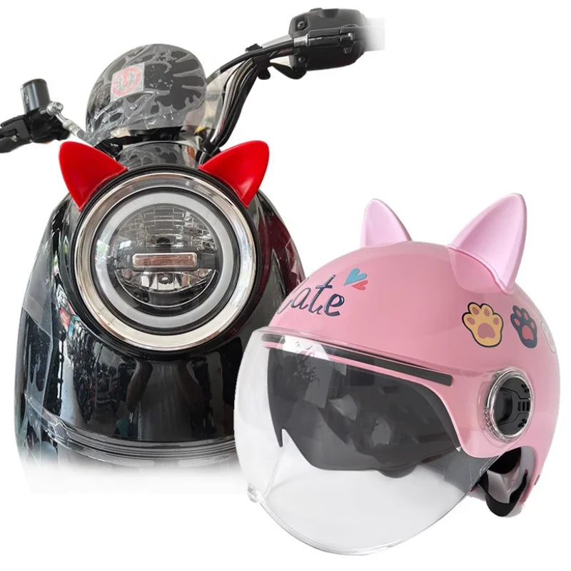 Cute 3D Cat Ears Helmet Decoration - Universal Motorcycle/Electric Car Styling Stickers - Cycling Helmet Decor Accessories