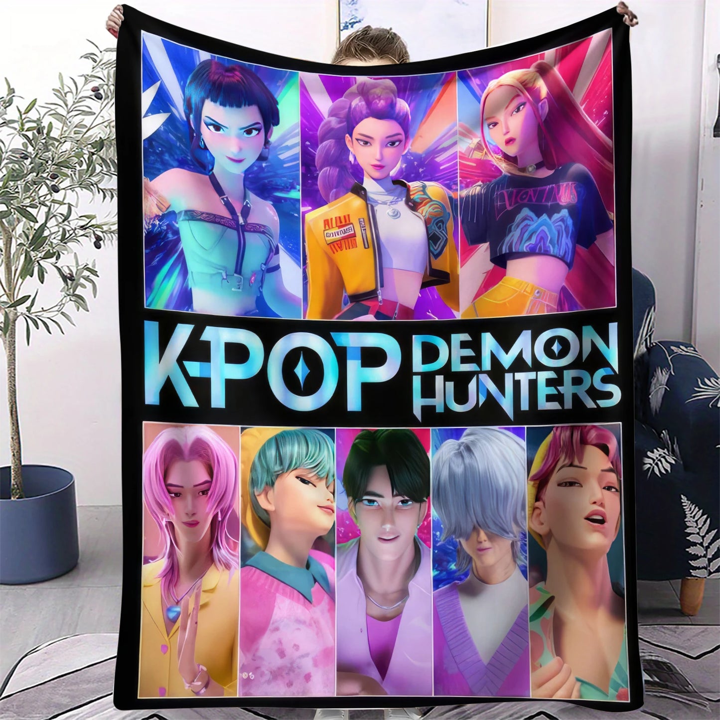 K-Pop Demon Hunters Flannel Blanket – 31 Styles Anime Throw for Home, Travel & Camping Fan Gift