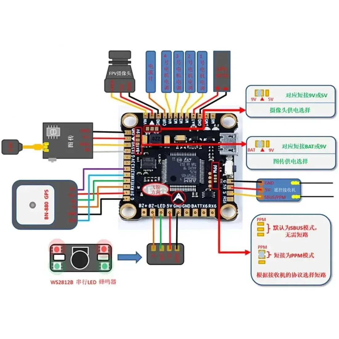 F4V3S Plus Flight Controller Stack — Betaflight F4 V3S + BLS 45A/60A 4-in-1 ESC for FPV Quadcopter (Mark4 APEX)