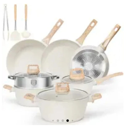 SODAY 12 Piece Granite Nonstick Cookware Set - Induction Compatible Kitchen Pots and Pans