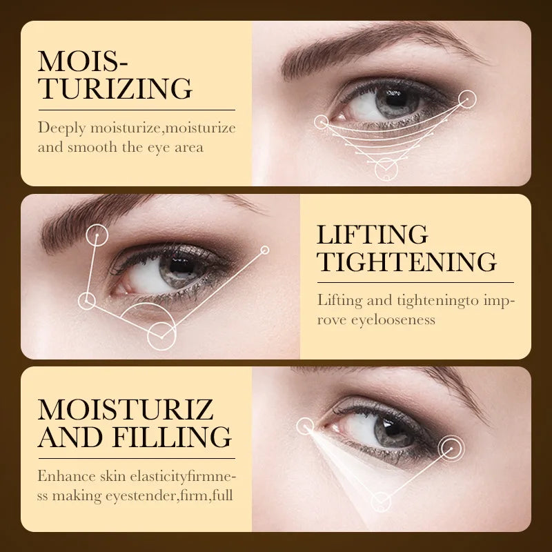 24K Gold Hyaluronic Acid Eye Cream - Firming & Moisturizing Eye Care for Dark Circles and Under-Eye Bags