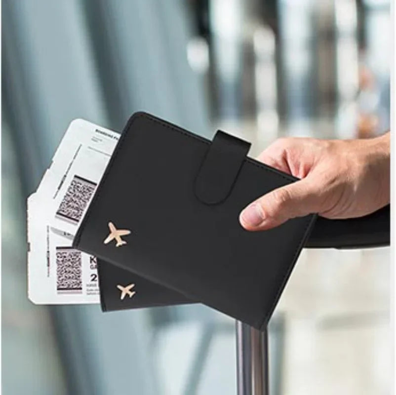PU Leather Travel Passport Holder: Man Women Passport Cover with Credit Card Holder - Wallet Protector Case