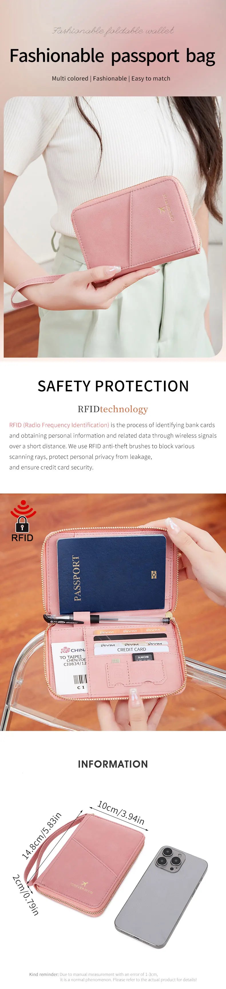 New Retro RFID PU Leather Passport Bag – Fashionable Multifunctional Passport Cover & Travel Clip for Men & Women