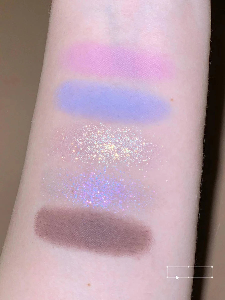 Flower Knows Moonlight Mermaid Eyeshadow Palette – 5-Color Matte, Shimmer & Glitter Waterproof Eye Shadow