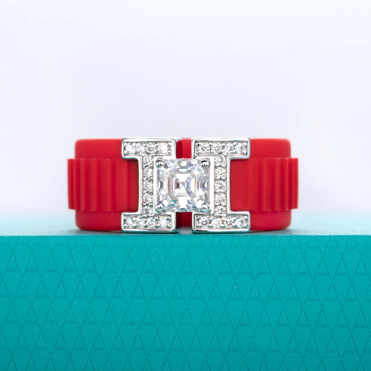 Moissanite Silicone Ring - 925 Sterling Silver Comfort Fit Wedding Band for Men & Women
