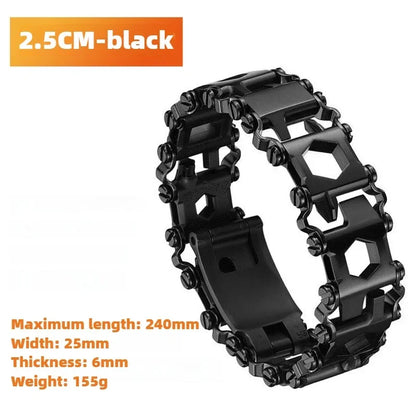 Multifunction Stainless Steel Tool Bracelet – Wearable Bike Multitool Kit with Bolt Drivers for Outdoor Survival and Everyday Carry Use