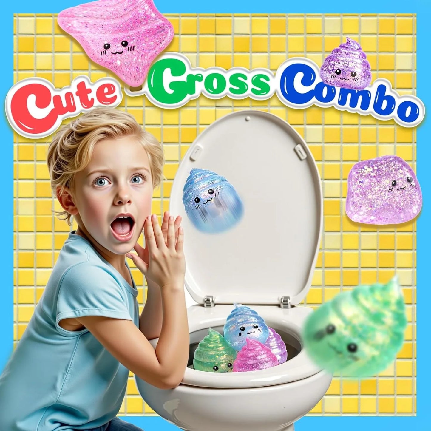 Novelty Squishy Poo Stress Ball – Glitter Fidget Toy for Kids & Adults, Funny Prank Gift