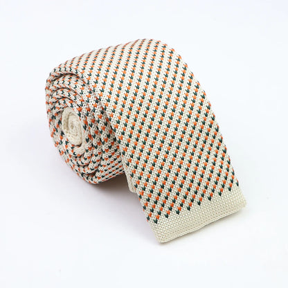 Classic Knit Neck Tie for Men — 6cm Plaid & Dots Casual Business Wedding Tie