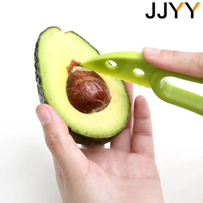JJYY 3-in-1 Avocado Slicer: Shea Corer, Butter Fruit Peeler, Cutter & Pulp Separator - Plastic Kitchen Vegetable Tool
