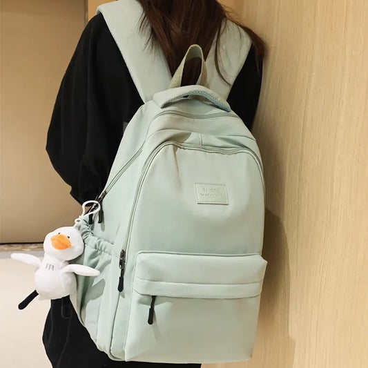 JOYPESSIE Waterproof Teenage Bookbag - Fashionable Nylon Rucksack for Girls, Women's Shoulder Bag, Ideal for High School, Black Mochila