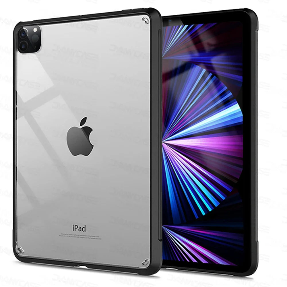 Silicone Transparent Case for iPad Pro 11", Air 4/5 (10.9"), Mini 4/5/6 & iPad 7/8/9/10th Gen (9.7"–10.5") Cover Funda