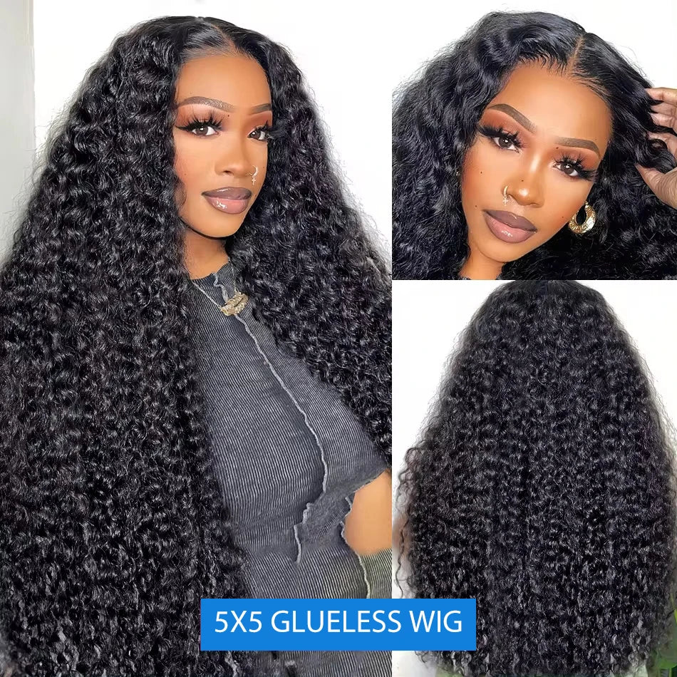 Xcurly Loose Deep Wave Glueless 5x5 Lace Closure Wig – 220% Density Pre-Plucked Transparent Human Hair Water Curly Wig