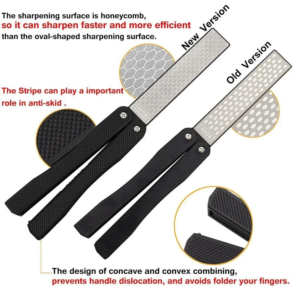 Portable Folding Pocket Knife Sharpener – Double-Sided Diamond Whetstone for Outdoor & EDC Blade Sharpening Tool