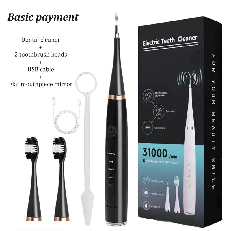 Electric Toothbrush with Sonic Cleaning – 3-in-1 Tartar Removal, Teeth Whitening, USB Charging, Replaceable Brush Head