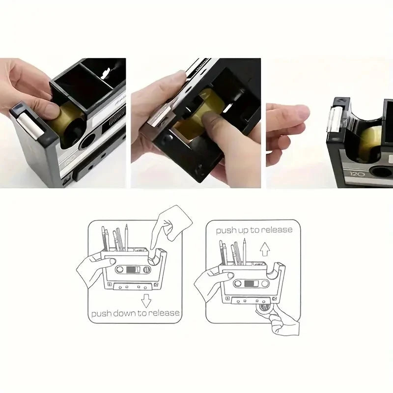 Miniso Retro Pop Tape Pen Holder – Multifunction Desktop Stationery Organizer Gift