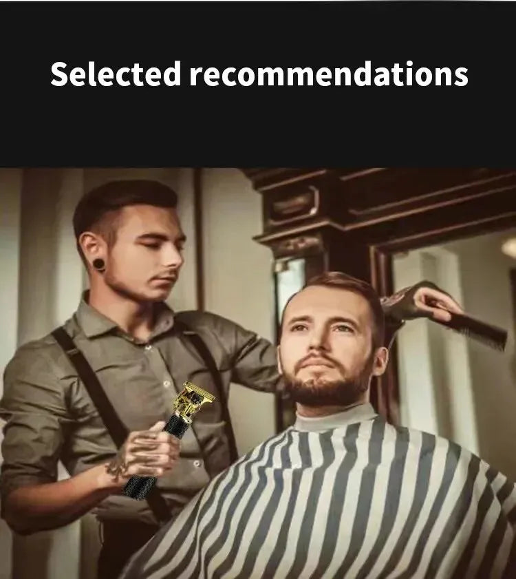 Vintage T9 Electric Hair Clipper, Rechargeable Professional Men’s Hair Cutting Machine, Barber Shaver & Beard Trimmer Tool