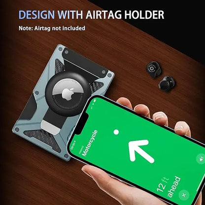 MagSafe Wallet & Money Clip with AirTag Holder + Magnetic Sheet — Fits Magnetic & Non-Magnetic Phones