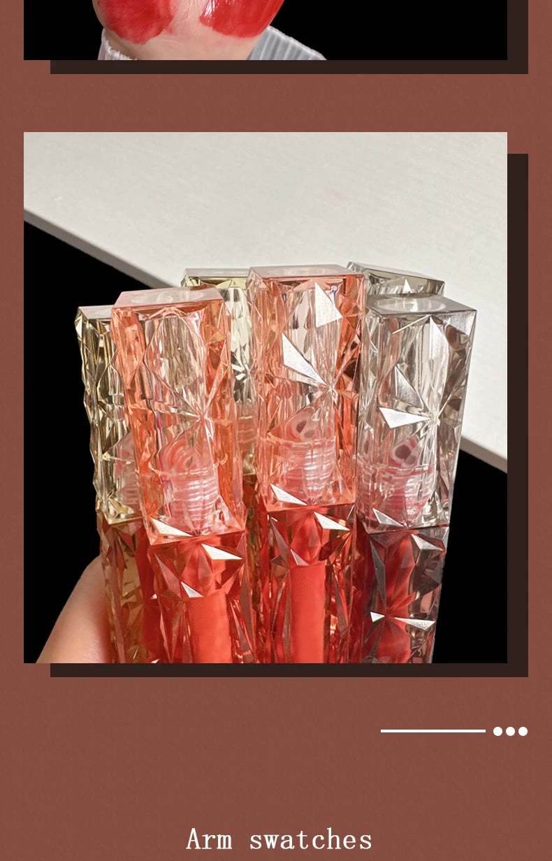 Long-Lasting Waterproof Lip Gloss – Moisturizing Mirror Shine, Easy Halo-Dyeing, Transparent Color Cosmetics