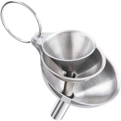 3/5 Piece Stainless Steel Kitchen Funnels Set – Food Grade Metal Funnels for Bottles, Essential Oils and Spices