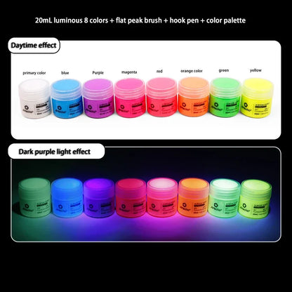 58ML Fluorescent Acrylic Luminous Pigment - Glow-in-the-Dark Paint for DIY, Festival, Party & Wall Decoration