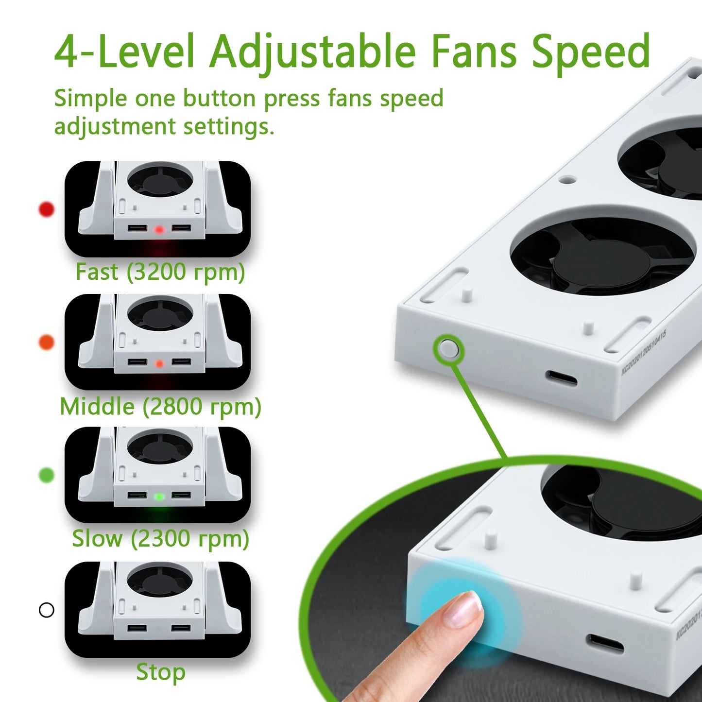 DOBE LED High-Speed Cooling Stand for Xbox Series S – Vertical Console Holder with Cooling Fan & Indicator Light Accessory (White)