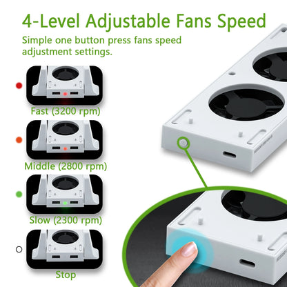 DOBE LED High-Speed Cooling Stand for Xbox Series S – Vertical Console Holder with Cooling Fan & Indicator Light Accessory (White)