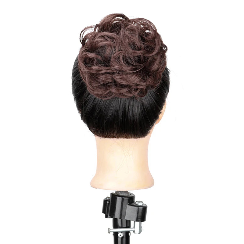 WIGSIN Synthetic Messy Bun Ponytail Extensions – Short Curly Chignon, Tousled Updo Hairpieces with Rubber Bands & Clip for Women & Girls
