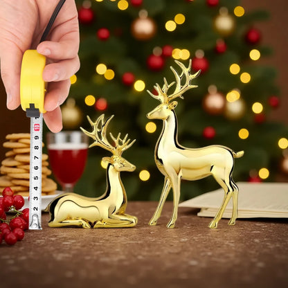 Elegant Resin Reindeer Statue – Plated Luxury Christmas Ornament for Living Room & Dining Table Decor