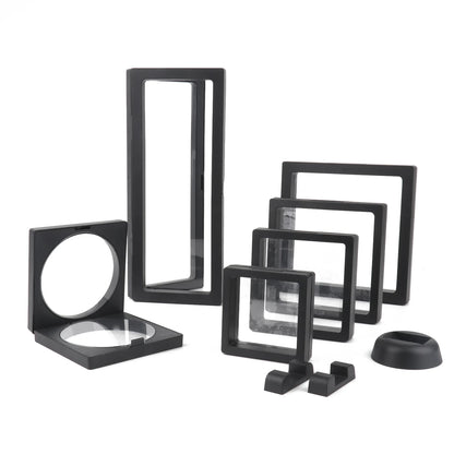 Black 3D Floating Display Case Frame – Free-Stand Suspension Membrane Jewelry Storage Box for Rings, Earrings & Necklaces