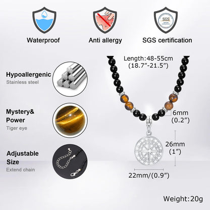 Men's Tibetan Phurba Kilaya Necklace – Tiger’s Eye & Lava Stone Spiritual Dagger Jewelry