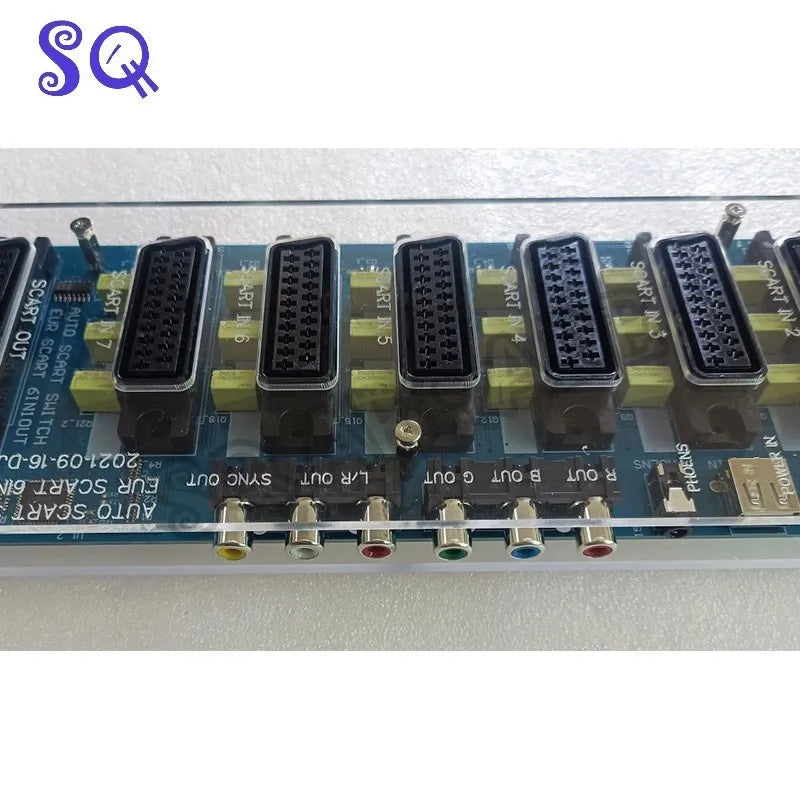 6-in-1 Video SCART Distributor & Automatic Converter – RCA/SVHS/AV TV Audio Switcher with Acrylic Case