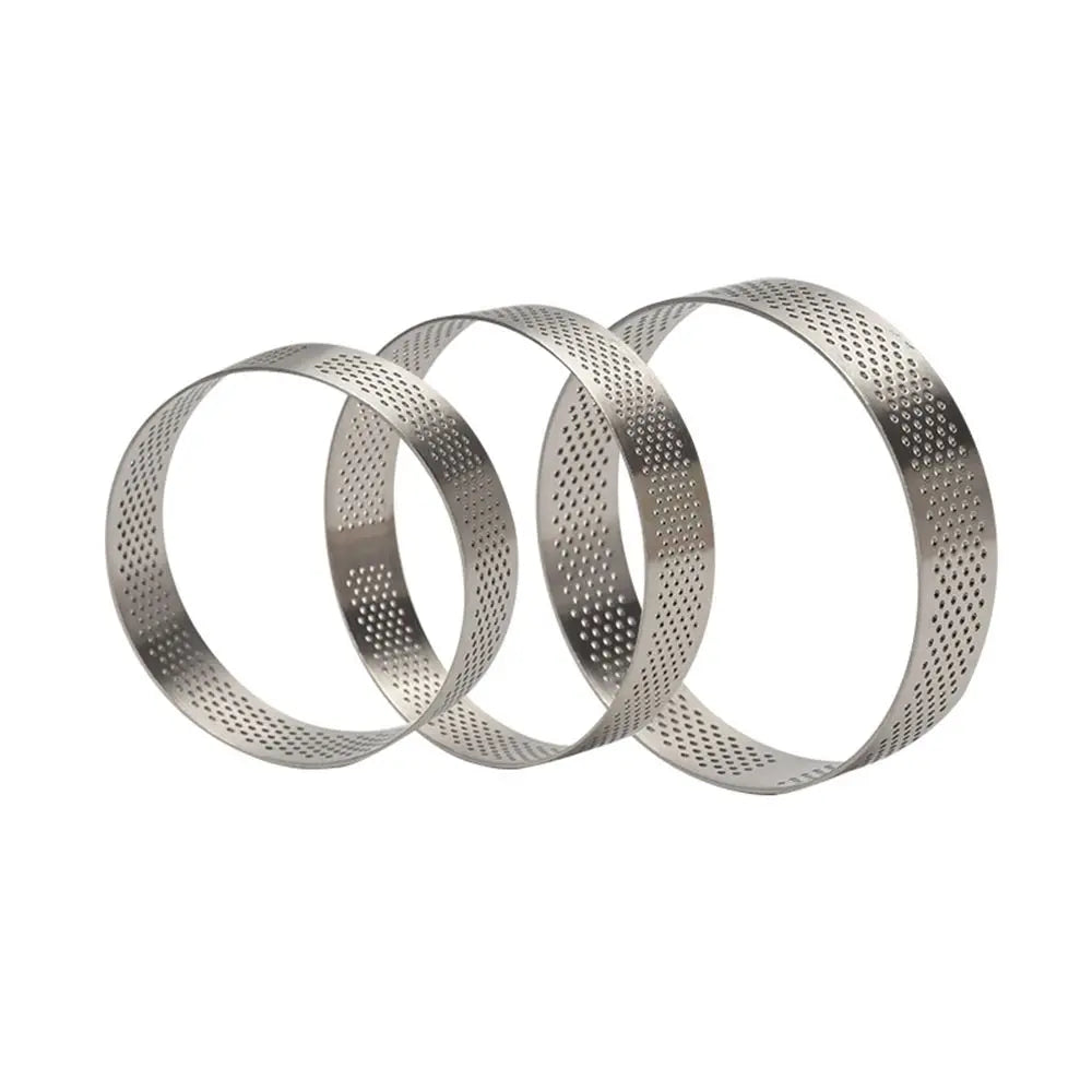 Stainless Steel Tartlet Molds: Bakeware Perforated Decorating Tool - Circle Cake Mold, Ideal Tart Ring for Perfect Desserts
