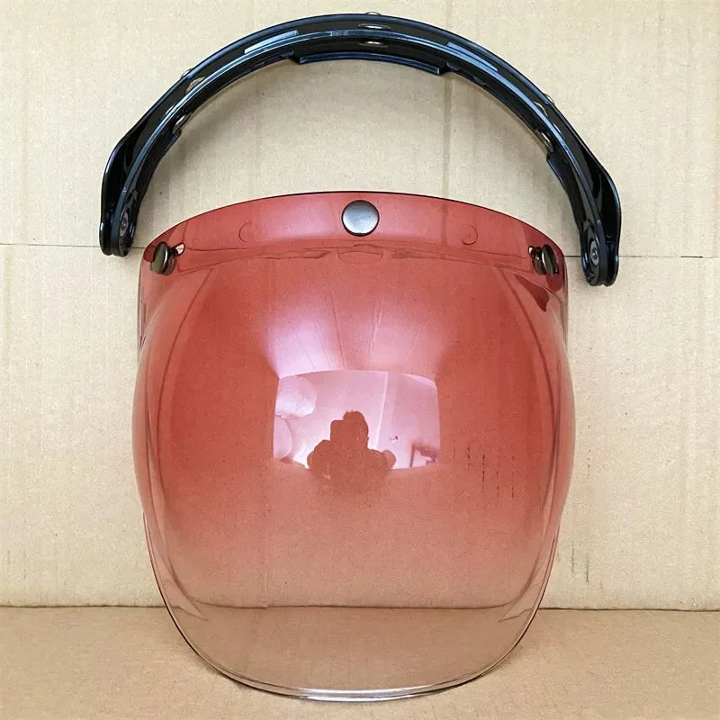 Open Face 3/4 Motorcycle Helmet Visor — Flip-Up Bubble PC Lens Windshield Shield for Casco Moto