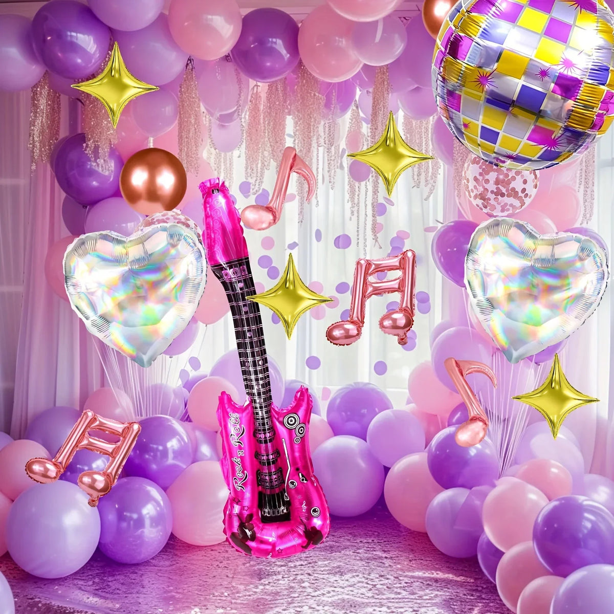 22-Inch 4D Disco Balloons - Retro 80s–90s Hip-Hop Music Party Decorations for Birthdays, Graduations, and Weddings
