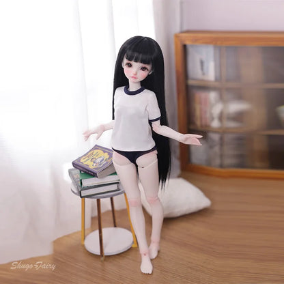 Shuga Fairy Mirai 1/5 BJD Doll with Ruoguan Body, Long Black Hair, Juvenile Features, Resin Joint Doll for Collectors
