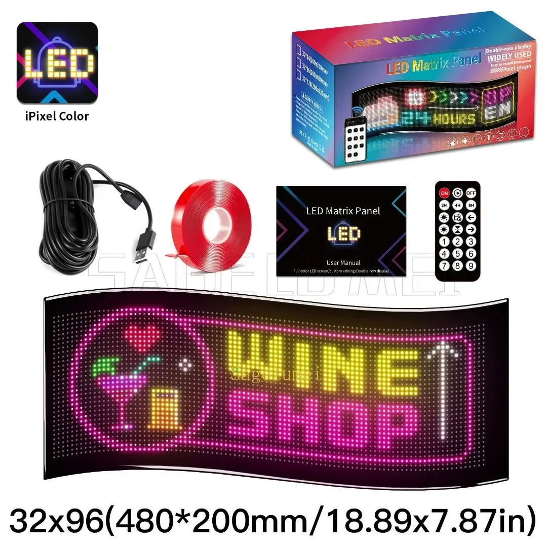 Double Row Programmable LED Matrix Display - App-Controlled Scrolling Text, Evil Eye Animation Sign for Cars, Trucks, and Parties