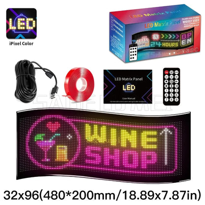 Double Row Programmable LED Matrix Display - App-Controlled Scrolling Text, Evil Eye Animation Sign for Cars, Trucks, and Parties