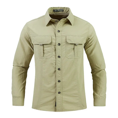 Men's Lightweight Tactical Shirt – Breathable Long Sleeve Outdoor Work Shirt with Sun Protection
