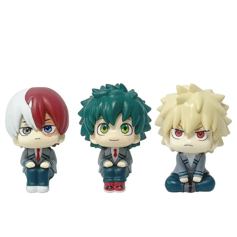 10cm My Hero Academia Anime Figures – Midoriya Izuku, Bakugo Katsuki & Todoroki Shoto PVC Action Statuette Collectible Toy Set