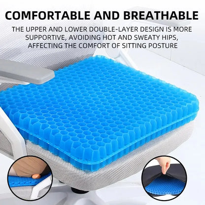 Gel Seat Cushion - Breathable Honeycomb Cooling Support for Office Chairs, Cars & Wheelchairs