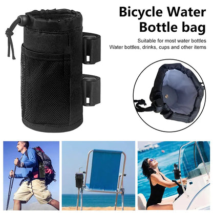 Water Bottle Pouch – Drawstring Insulated Thermal Holder Bag for Cups, Kettles, Bike Storage Pocket