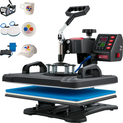 SucceBuy 5-in-1 Heat Press Machine – 12x15in Clamshell Sublimation Printer with Digital Temperature Control
