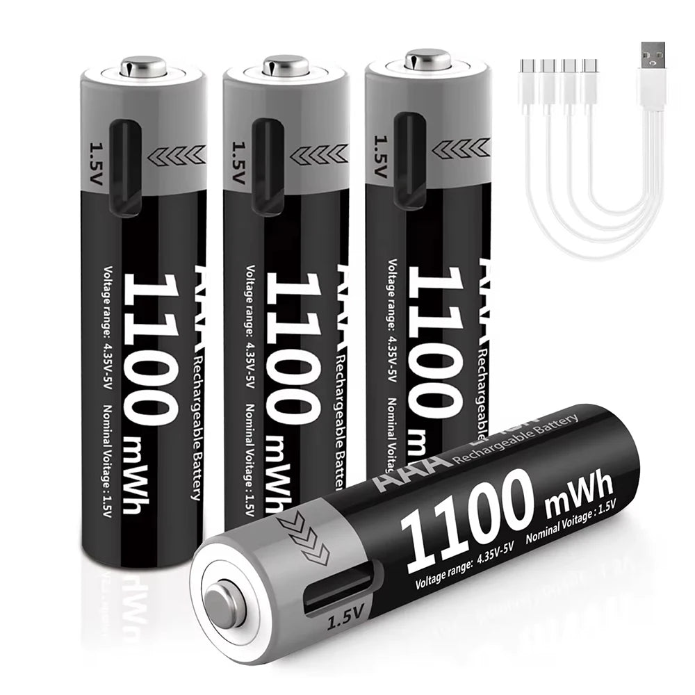 MATOV USB Rechargeable Li-ion AA 3400mWh & AAA 1100mWh 1.5V Batteries Pack